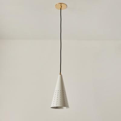 Gino Sarfatti 1950s Italian White Perforated Cone Pendant Attributed to Gino Sarfatti
