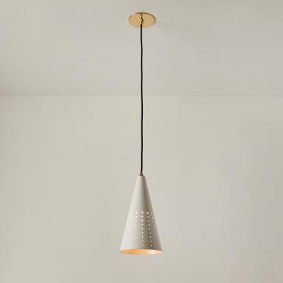 Gino Sarfatti 1950s Italian White Perforated Cone Pendant Attributed to Gino Sarfatti