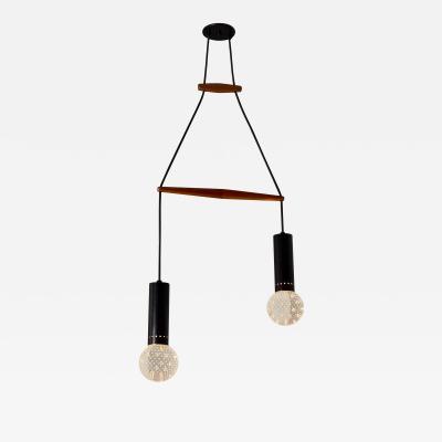 Gino Sarfatti 1960s Gino Sarfatti Metal and Seguso Glass Pendant Chandelier for Arteluce