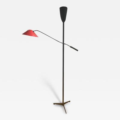 Gino Sarfatti A 1950s Italian Red and Black Diffuser Standard Lamp