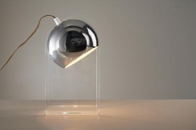 Gino Sarfatti Chrome and Plexiglass Table Lamp in the Style of Gino Sarfatti 1980s