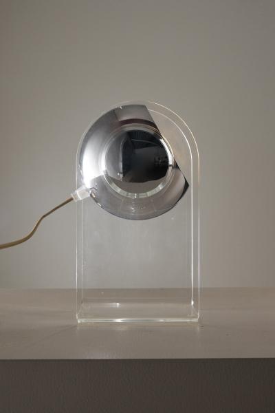 Gino Sarfatti Chrome and Plexiglass Table Lamp in the Style of Gino Sarfatti 1980s