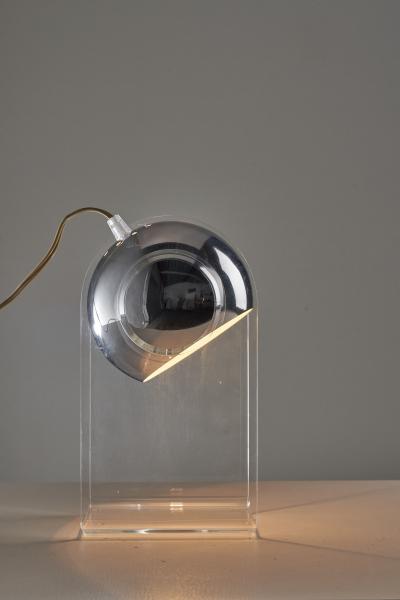 Gino Sarfatti Chrome and Plexiglass Table Lamp in the Style of Gino Sarfatti 1980s