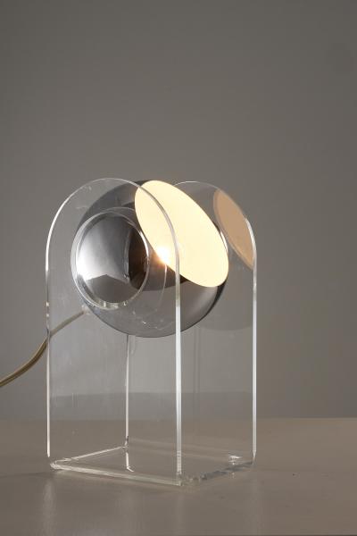 Gino Sarfatti Chrome and Plexiglass Table Lamp in the Style of Gino Sarfatti 1980s
