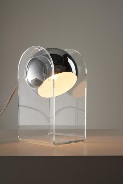 Gino Sarfatti Chrome and Plexiglass Table Lamp in the Style of Gino Sarfatti 1980s