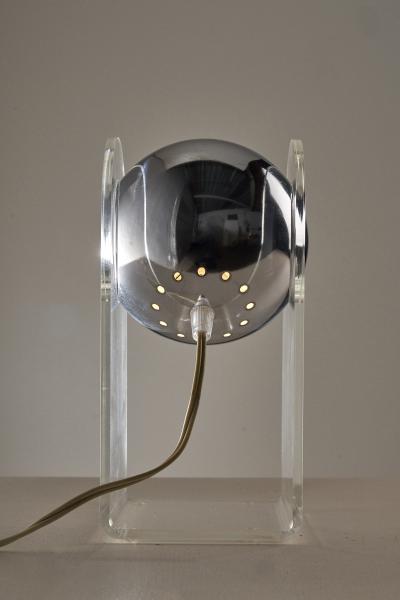 Gino Sarfatti Chrome and Plexiglass Table Lamp in the Style of Gino Sarfatti 1980s