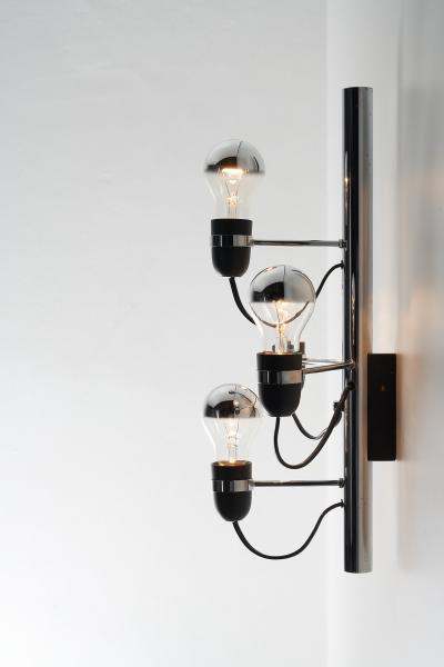 Gino Sarfatti Chrome and Steel Four Light Wall Sconce in the Style of Gino Sarfatti 1970s