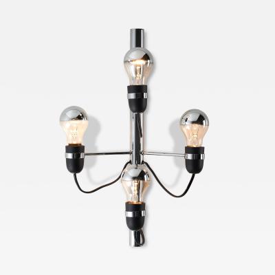 Gino Sarfatti Chrome and Steel Four Light Wall Sconce in the Style of Gino Sarfatti 1970s