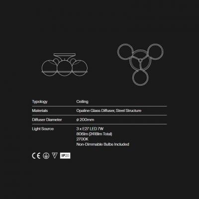 Gino Sarfatti Gino Sarfatti Model 2042 3 Ceiling Light in Black