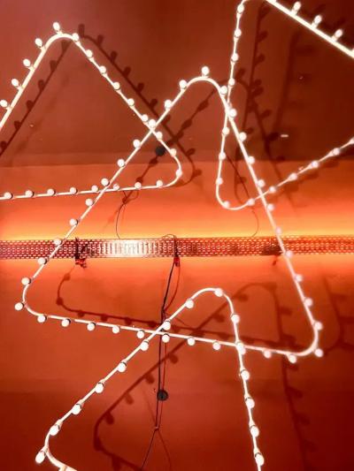 Gino Sarfatti Impressive Large Triangle Light Sculpture Chandelier Gino Sarfatti Style 1950s