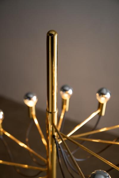 Gino Sarfatti Italian Brass and Steel 12 Light Floor Lamp 1970s