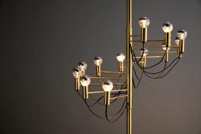 Gino Sarfatti Italian Brass and Steel 12 Light Floor Lamp 1970s