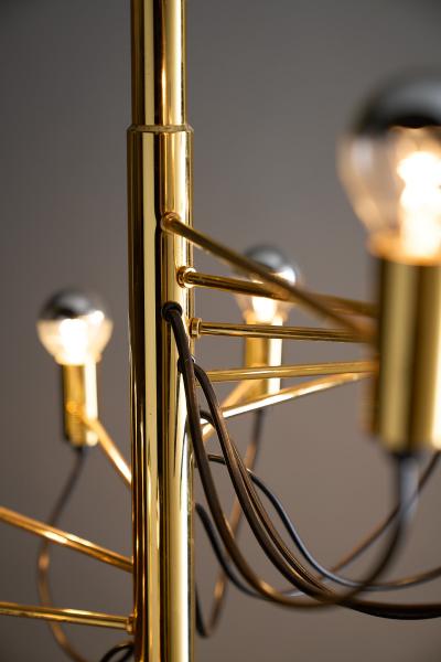 Gino Sarfatti Italian Brass and Steel 12 Light Floor Lamp 1970s