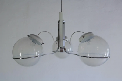 Gino Sarfatti Italian Chandelier Pendant Light Murano Glass Attributed to Gino Sarfatti 1970s