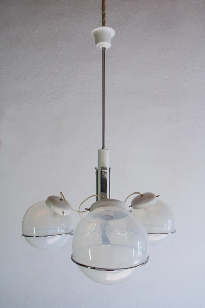 Gino Sarfatti Italian Chandelier Pendant Light Murano Glass Attributed to Gino Sarfatti 1970s