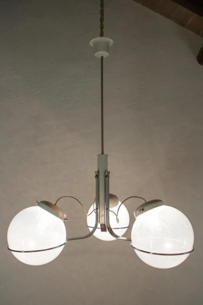 Gino Sarfatti Italian Chandelier Pendant Light Murano Glass Attributed to Gino Sarfatti 1970s