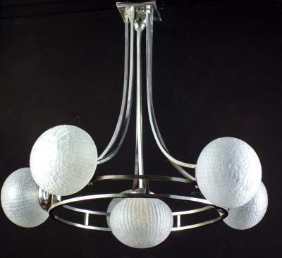 Gino Sarfatti Midcentury Gino Sarfatti Chrome Murano Glass Chandelier 1960