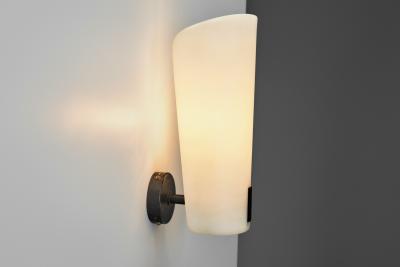 Gino Sarfatti Pair of Brass and Opal Glass Wall Lamps by Gino Sarfatti Italy 1950s