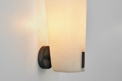 Gino Sarfatti Pair of Brass and Opal Glass Wall Lamps by Gino Sarfatti Italy 1950s