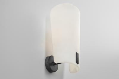 Gino Sarfatti Pair of Brass and Opal Glass Wall Lamps by Gino Sarfatti Italy 1950s