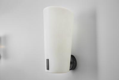 Gino Sarfatti Pair of Brass and Opal Glass Wall Lamps by Gino Sarfatti Italy 1950s