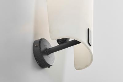 Gino Sarfatti Pair of Brass and Opal Glass Wall Lamps by Gino Sarfatti Italy 1950s