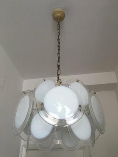Gino Vistosi Charming Murano Disc Chandelier by Vistosi 1960s