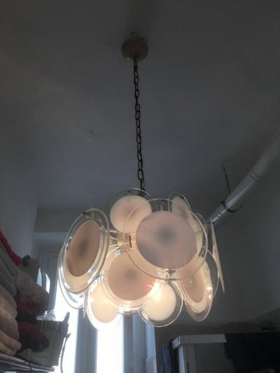 Gino Vistosi Charming Murano Disc Chandelier by Vistosi 1960s