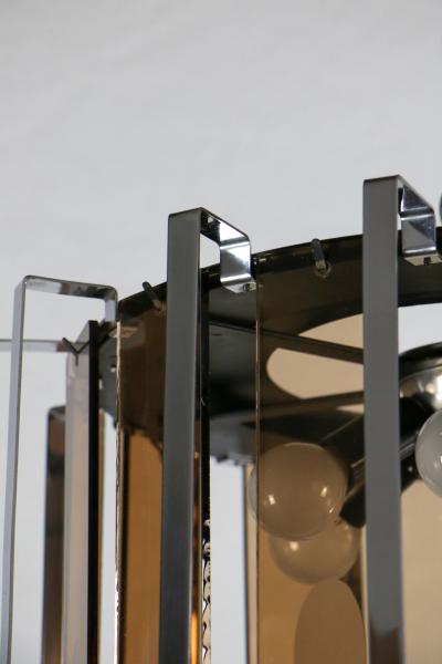 Gino Vistosi Midcentury Six Lights Black and Chromed Chandelier Attributed to Gino Vistosi