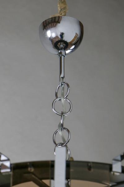 Gino Vistosi Midcentury Six Lights Black and Chromed Chandelier Attributed to Gino Vistosi