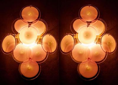 Gino Vistosi Pair of Vistosi Disc Murano Glass Sconces or Wall Light 1970s