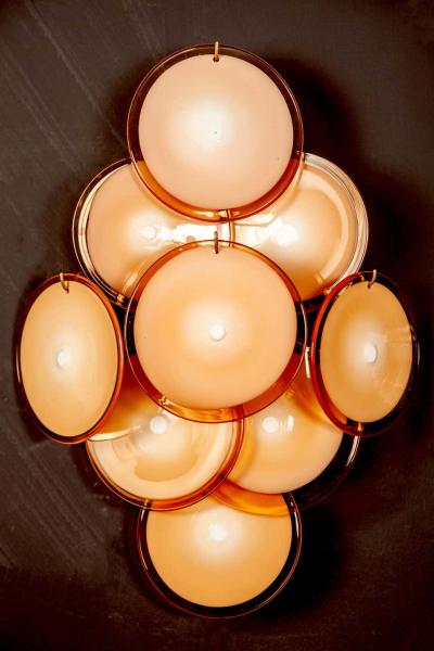 Gino Vistosi Pair of Vistosi Disc Murano Glass Sconces or Wall Light 1970s