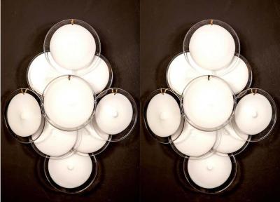 Gino Vistosi Pair of Vistosi Disc Murano Glass Sconces or Wall Light 1970s