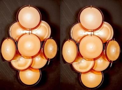 Gino Vistosi Pair of Vistosi Disc Murano Glass Sconces or Wall Light 1970s