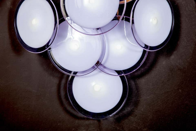 Gino Vistosi Pair of Vistosi Disc Murano Glass Sconces or Wall Light 1970s