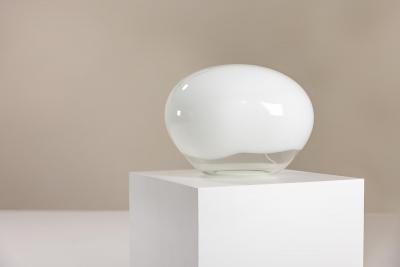 Gino Vistosi Table Lamp in Transparent and Opal White Glass by Vistosi Italy 1974