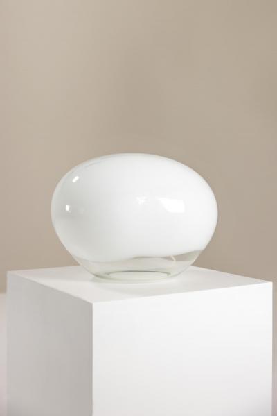 Gino Vistosi Table Lamp in Transparent and Opal White Glass by Vistosi Italy 1974