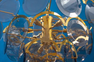 Gino Vistosi Vistosi Gray Murano Glass Disc Chandelier Italy 1970s