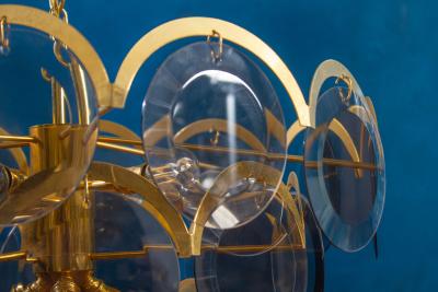 Gino Vistosi Vistosi Gray Murano Glass Disc Chandelier Italy 1970s