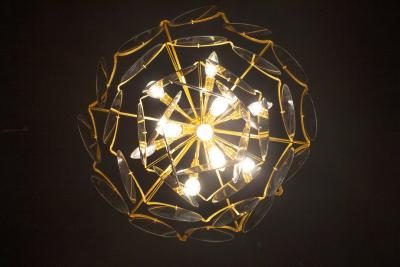 Gino Vistosi Vistosi Gray Murano Glass Disc Chandelier Italy 1970s
