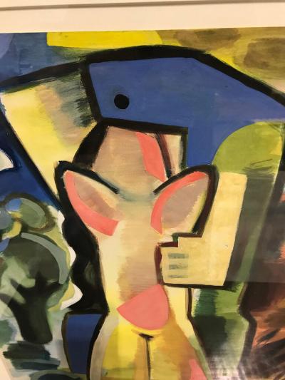 Gio Colucci COLORFUL ABSTRACT GOUACHE LOVERS IN LANDSCAPE BY GIO COLUCCI