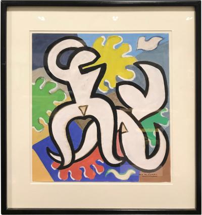 Gio Colucci COLORFUL GOUACHE ABSTRACT DANCING NUDES BY GIO COLUCCI