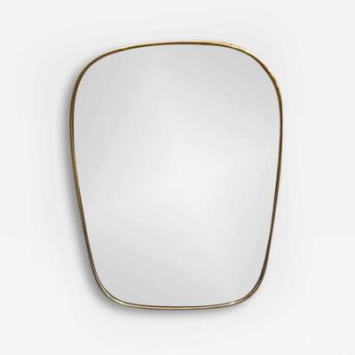 Gio Ponti - 1950' CURVED EDGE MIRROR IN AGED BRASS ATTRIBUTED TO GIO ...