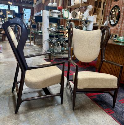 Gio Ponti 1950s Gio Ponti Triennial Armchairs in Dark Wood