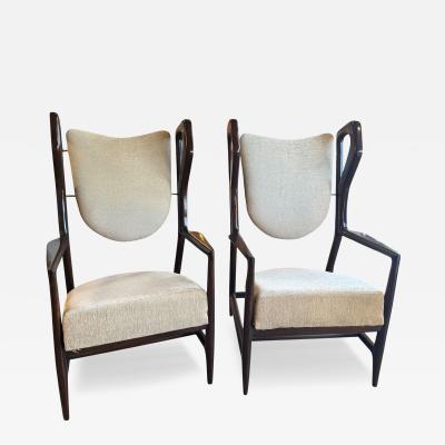Gio Ponti 1950s Gio Ponti Triennial Armchairs in Dark Wood