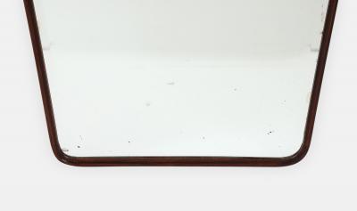 Gio Ponti 1950s Italian Modernist Molded Walnut Mirror with Brass Scroll Decoration