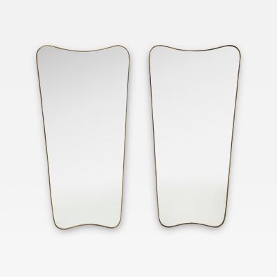 Gio Ponti 1950s Italian Pair of Large Shaped Brass Mirrors