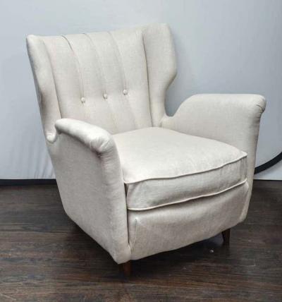 Gio Ponti 1950s Upholstered Club Chairs in Gio Ponti Style