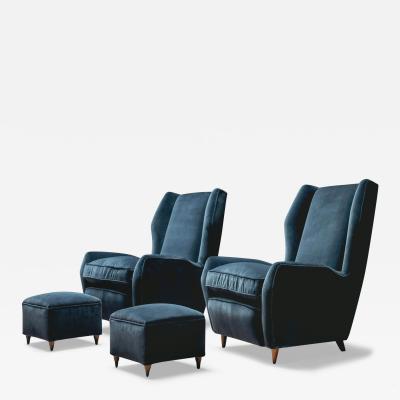 Gio Ponti ARMCHAIRS WITH FOOT STOOLS
