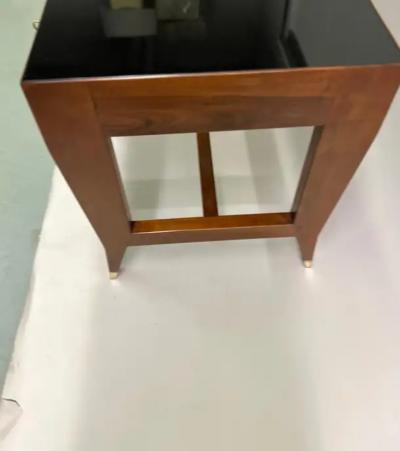 Gio Ponti Black Onyx Glass Walnut Italian Mid Century Modern Executive Desk by Gio Ponti